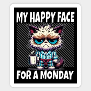 Grumpy Cat with Coffee - Mondays Mood Magnet